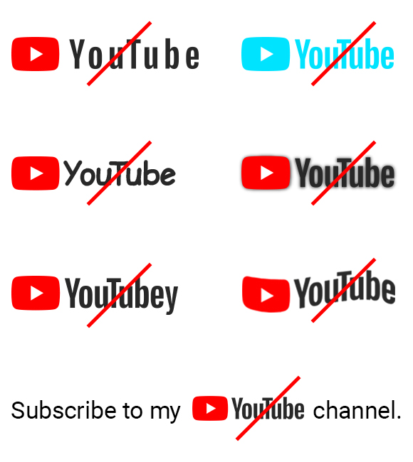 Dažnos klaidos naudojant „YouTube“ logotipus